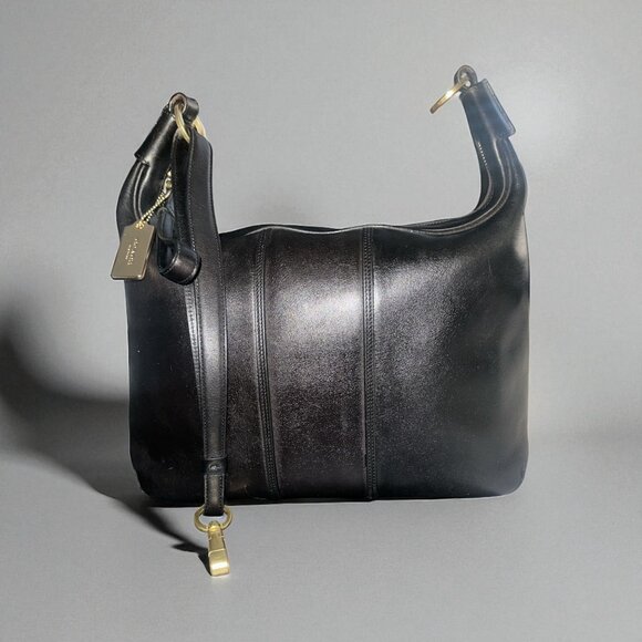 VTG Coach Amanda Hobo Bag 6951 Black Leather with Brass One-Shoulder Purse Y2K - Picture 3 of 11